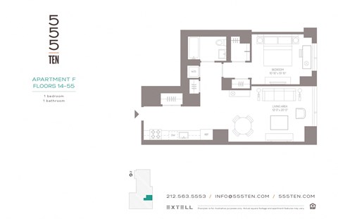Floor plan for 2 beds, 2 baths, 773 sqft